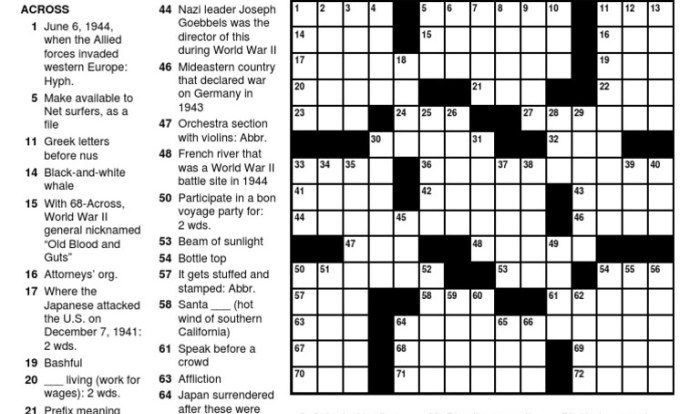 Crossword review war puzzle wwi subject