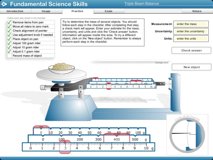 Student exploration triple beam balance