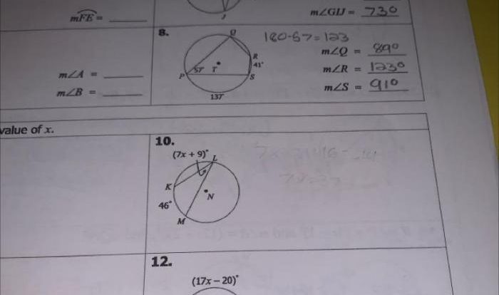 Unit 10 homework 5 inscribed angles