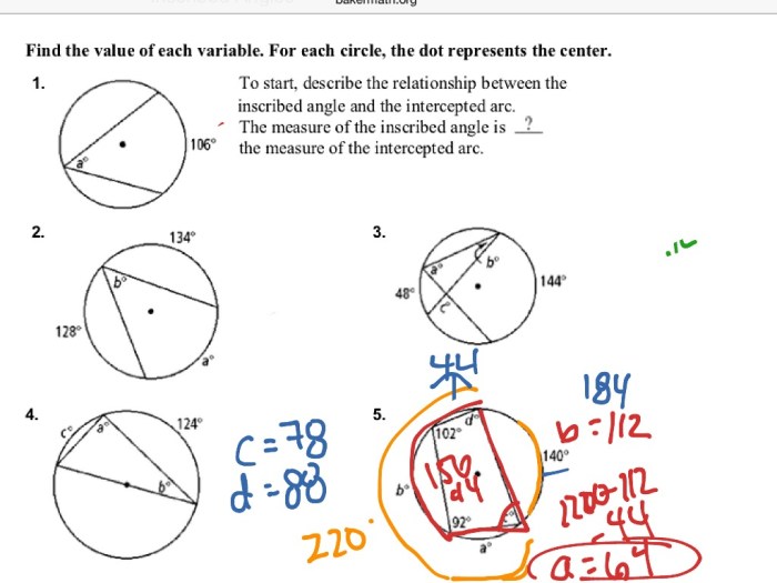 Unit 10 homework 5 inscribed angles